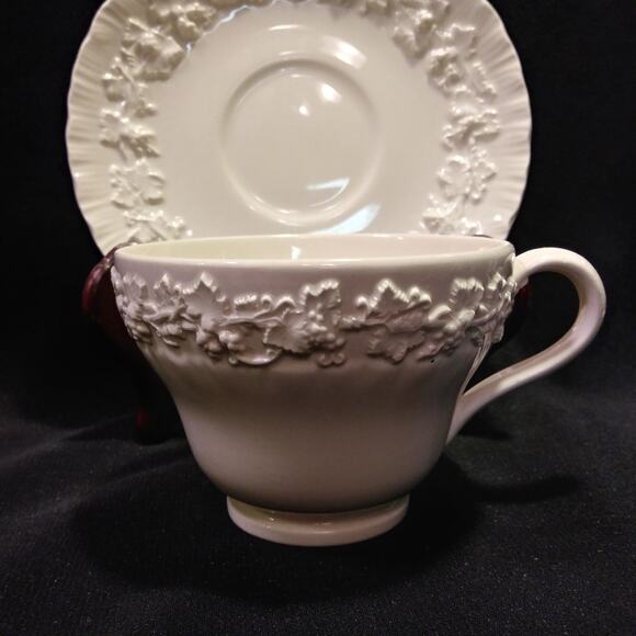 1 Wedgwood Cup n Saucer Set Cream on Cream Color - Picture 7 of 13